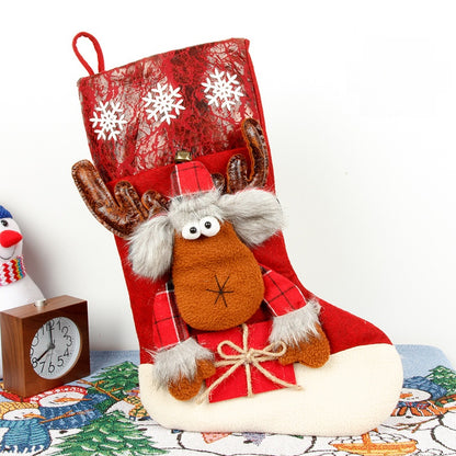 2 Pieces Merrychristmas Large Christmas Socks Santa Claus Snowman Three-dimensional Decoration Gift Bag Gift Bag