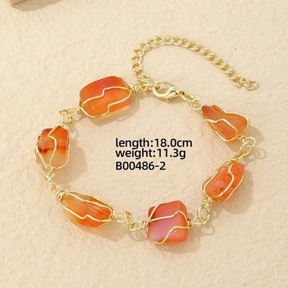 304 Stainless Steel Copper K Gold Plated Lady Shiny Plating Inlay Oval Zircon Bracelets