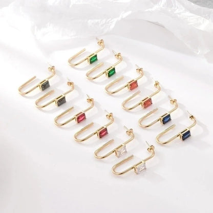 1 Pair Classic Style Geometric Plating Inlay 304 Stainless Steel Zircon Gold Plated Earrings
