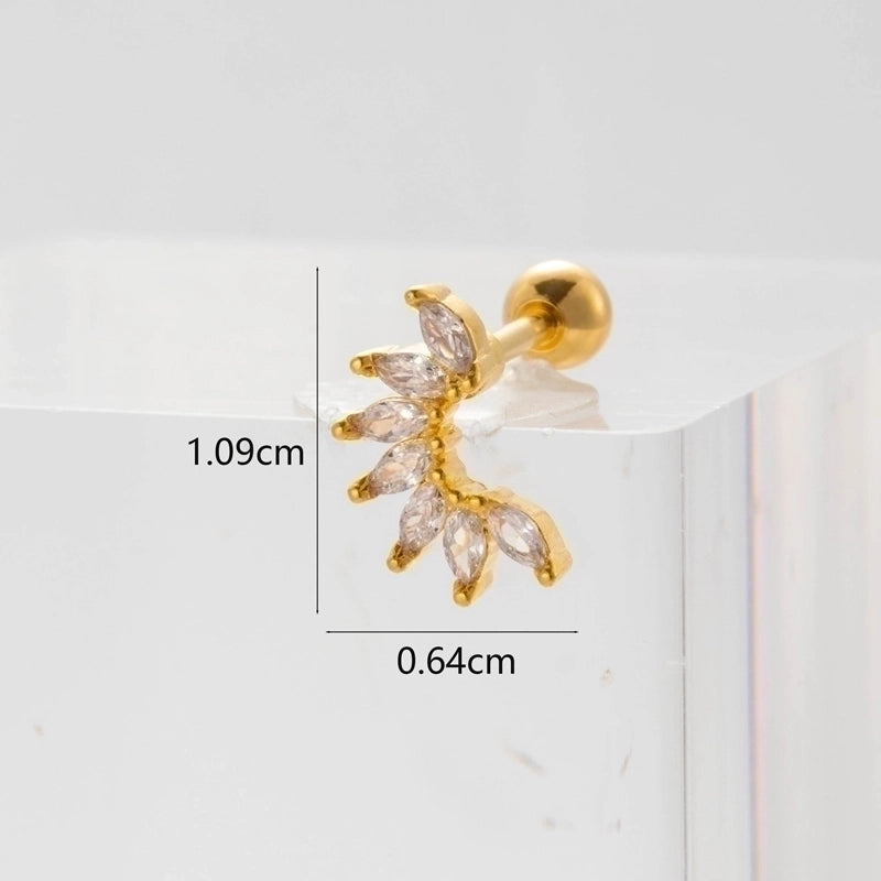 Ear Cartilage Rings & Studs Flower 316L Stainless Steel Copper Inlaid Zircon