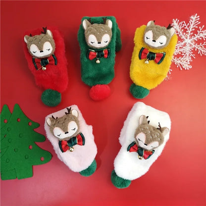 Children's Scarf Autumn And Winter Christmas Gift Elk Scarf Baby Girl Imitation Rabbit Fur Warm Cartoon Baby Scarf