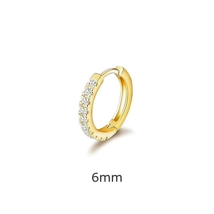 1 Piece Minimalist Geometric Inlay Copper Zircon Hoop Earrings