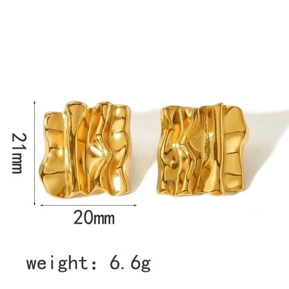 1 Pair Minimalist Quadrilateral Circle Heart Shape Polishing Plating 304 Stainless Steel 18K Gold Plated Ear Studs