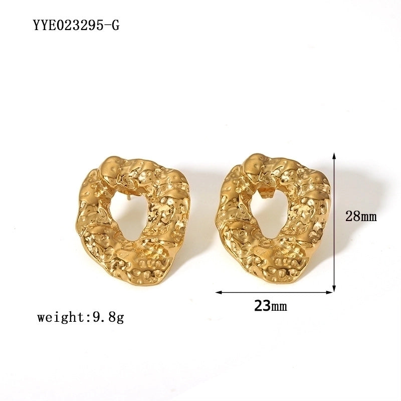 1 Pair Minimalist Irregular Plating Hollow Out Inlay 304 Stainless Steel Pearl 18K Gold Plated Ear Studs