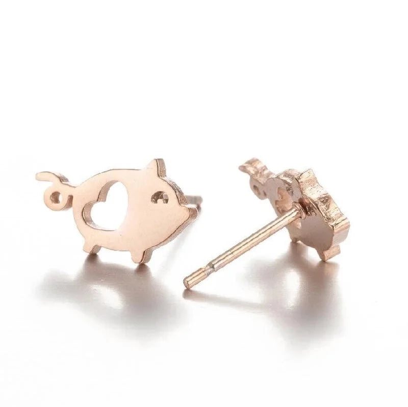 1 Pair Minimalist Animal 304 Stainless Steel 18K Gold Plated Ear Studs