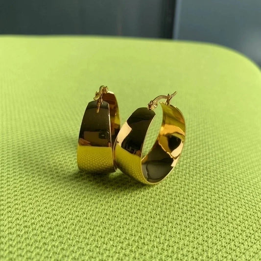 1 Pair Minimalist Classic Style Solid Color Plating 304 Stainless Steel 18K Gold Plated Hoop Earrings