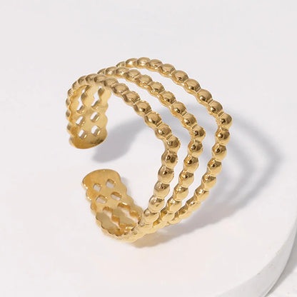 IG Style Open Ring Stripe Polka Dot Geometric Stainless Steel Electroplating Rings