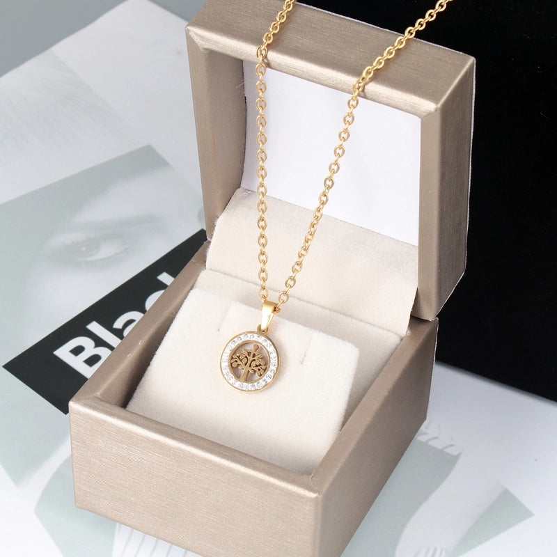 Fashion Heart Shape Stainless Steel Titanium Steel Plating Inlay Zircon Pendant Necklace 1 Piece