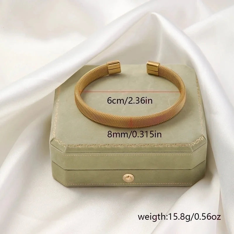 Casual Minimalist Solid Color Titanium Steel Bangle In Bulk