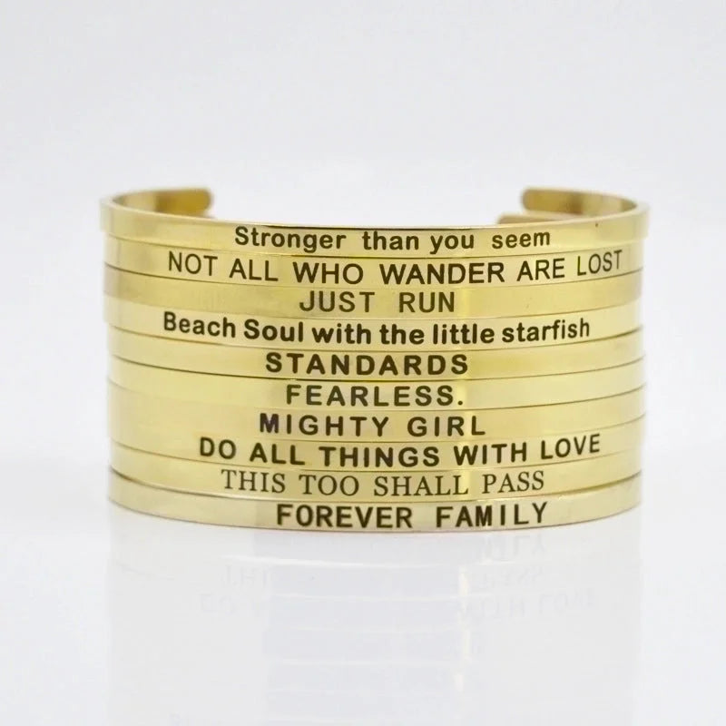Minimalist Letter Stainless Steel Bangle
