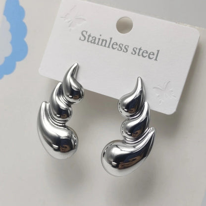 1 Pair Elegant Paisley Water Droplets 304 Stainless Steel 18K Gold Plated Ear Studs