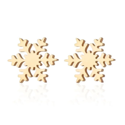 1 Pair Fashion Snowflake Plating 304 Stainless Steel 18K Gold Plated Ear Studs