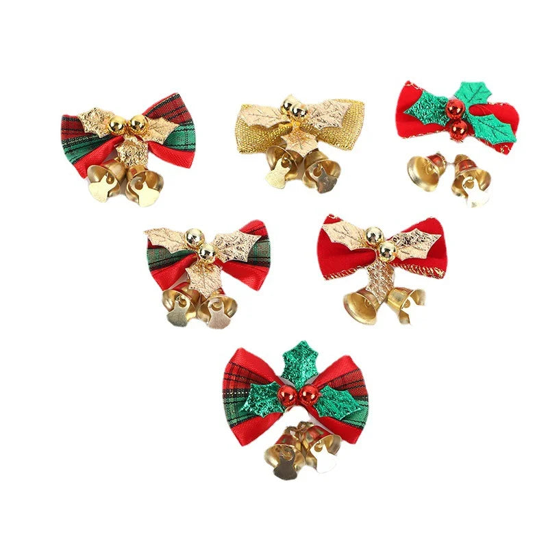 10 Pieces Christmas Bow Bell Christmas Decoration Christmas Tree Garland Bell Accessories Christmas Gift Box Direct Sales