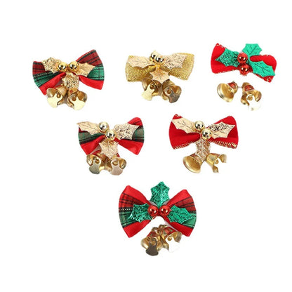 10 Pieces Christmas Bow Bell Christmas Decoration Christmas Tree Garland Bell Accessories Christmas Gift Box Direct Sales