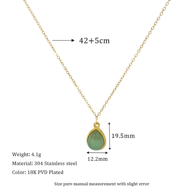 Retro Water Droplets 304 Stainless Steel Plating Pendant Necklace