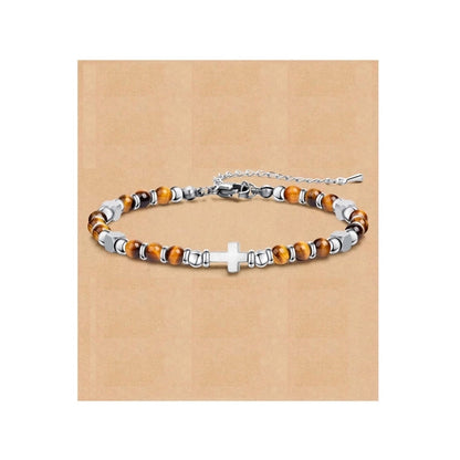 Minimalist Classic Style Round 304 Stainless Steel Natural Stone Bracelets In Bulk