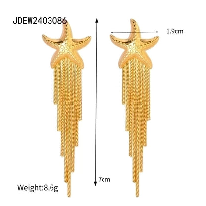 1 Pair Beach Starfish Plating 304 Stainless Steel 18K Gold Plated Drop Earrings
