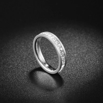 Minimalist Geometric Titanium Steel Inlay Rhinestones Rings 1 Piece