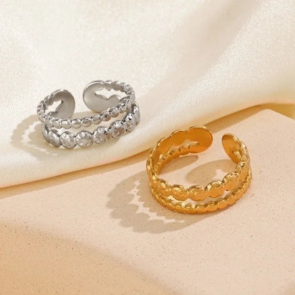 3 Pieces Minimalist Lines 304 Stainless Steel 18K Gold Plated Plating Open Rings