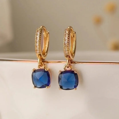 1 Pair Elegant Korean Style Geometric Plating Inlay Copper Zircon 18k Gold Plated Drop Earrings