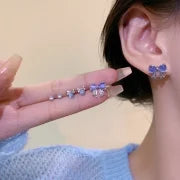 1 Set Minimalist Geometric Enamel Plating Inlay Copper Rhinestones Opal Shell Earrings