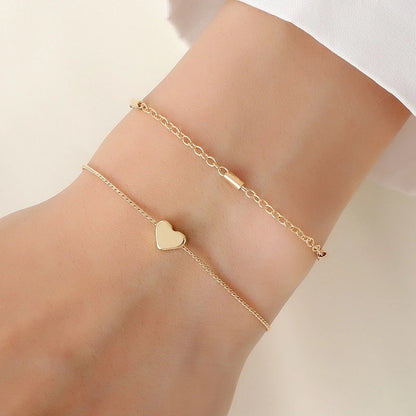 3 Pieces Copper Plating Heart Shape Bracelets Anklet Necklace