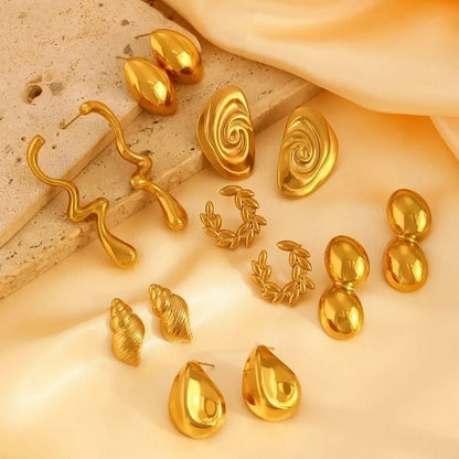 1 Pair Retro Minimalist Commute Geometric 304 Stainless Steel 18K Gold Plated Ear Studs