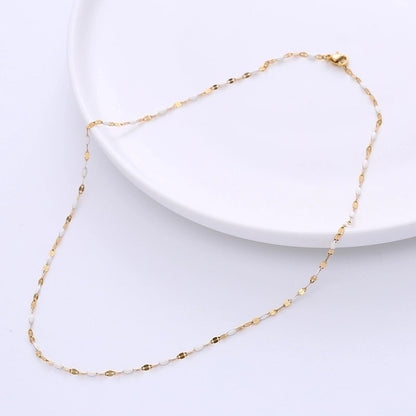 Casual Lips 304 Stainless Steel No Inlaid 18K Gold Plated Epoxy Chain Stainless Steel Necklaces