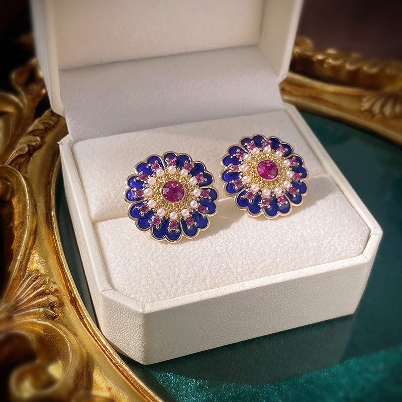 Mid-century Modern Round Geometric Copper Electroplating Earrings