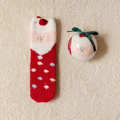 Women's Minimalist Christmas Tree Santa Claus Snowman Cotton Jacquard Crew Socks