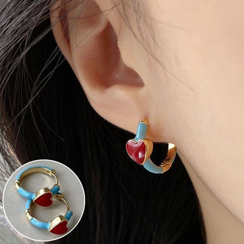 Korean Style S925 Silver Needle Personalized Geometric Double-layer Cross Circle Earrings Women's Retro Fashion Creative Earrings Ear Buckle Fashion