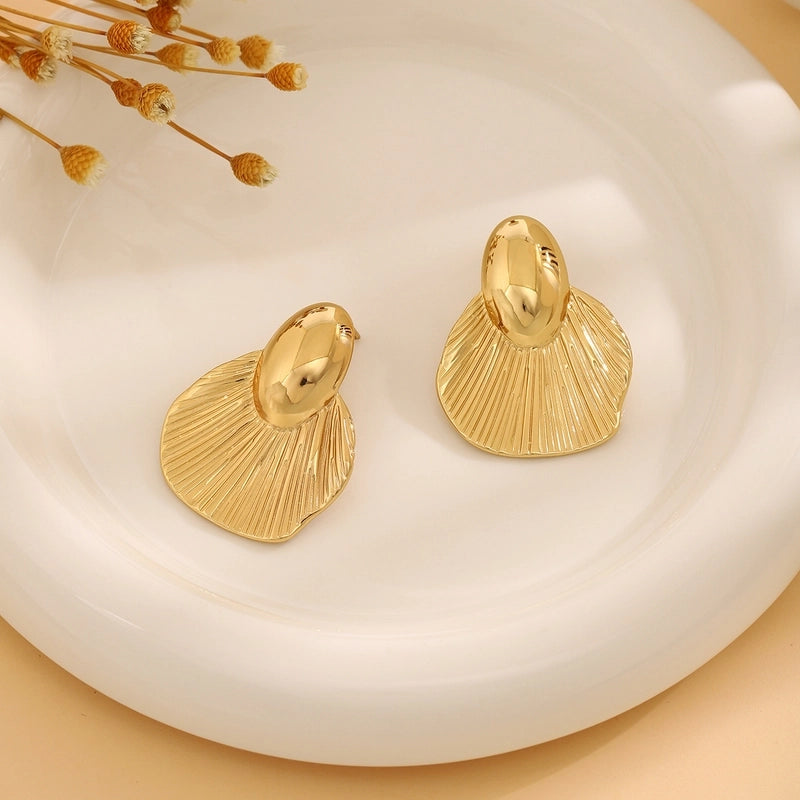 1 Pair Casual Minimalist Streetwear Waves Heart Shape Flower Plating 304 Stainless Steel Ear Studs