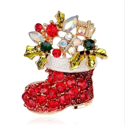 Fashion Pin Santa Claus Star Elk Alloy Plating Rhinestones Women'S Brooches