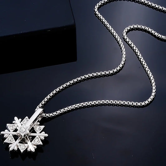 Stainless Steel Alloy Titanium Steel Plating Inlay Snowflake Zircon Necklace Pendant