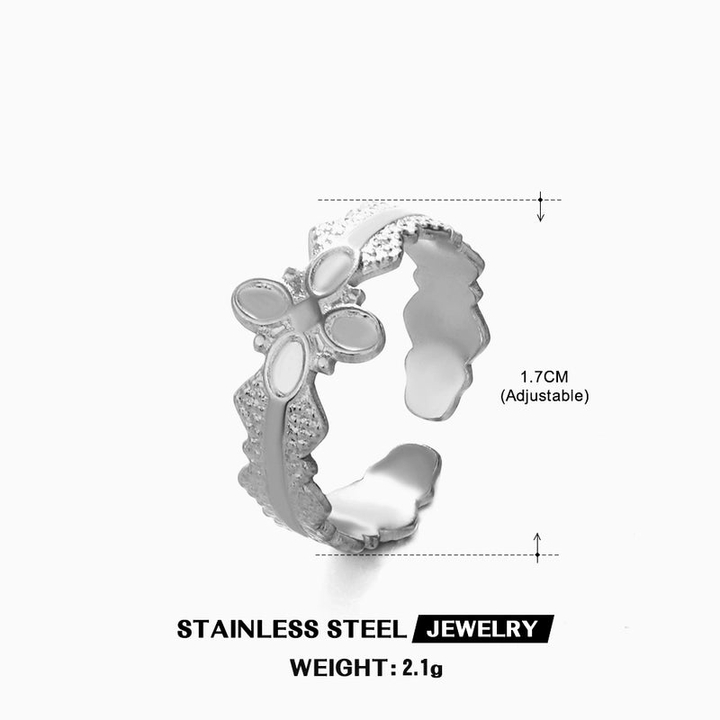 304 Stainless Steel 18K Gold Plated IG Style Plating Cross Open Rings