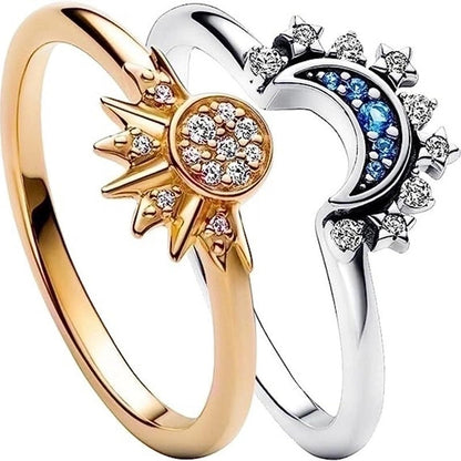 Retro Exaggerated Minimalist Sun Moon Alloy Artificial Rhinestones Gold Plated Silver Plated Plating Inlay Rings