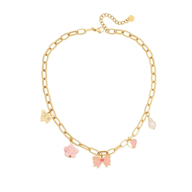 Commute Flower Bow Knot 304 Stainless Steel 18K Gold Plated Multi Charms Epoxy Bracelets Earrings Necklace