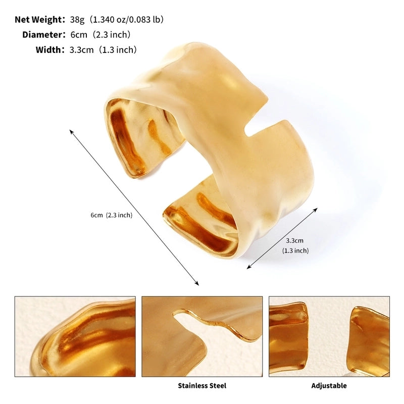 Modern Style Geometric Plant 304 Stainless Steel 18K Gold Plated Bangle In Bulk