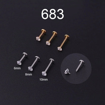 2 Pieces Lip Rings Fashion Geometric 316L Stainless Steel Plating