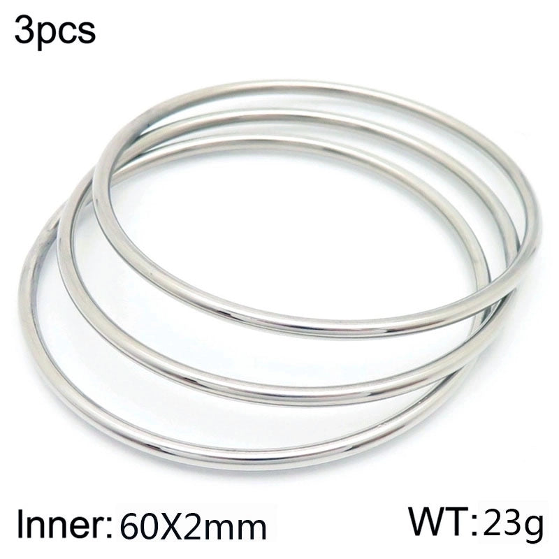 304 Stainless Steel 18K Gold Plated Minimalist Round Solid Color Bangle