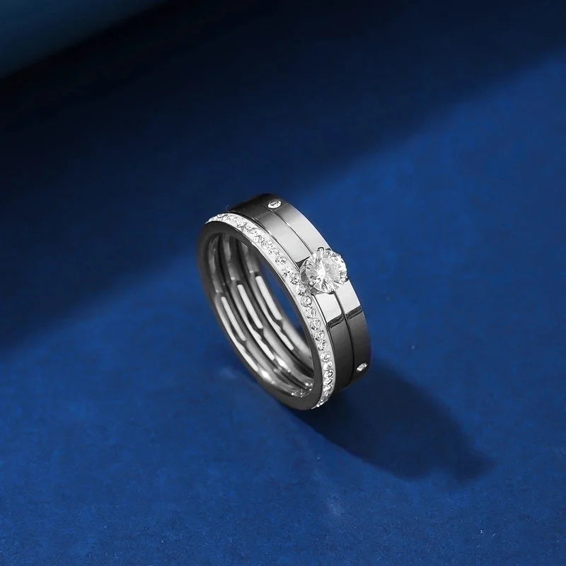 Elegant Minimalist Solid Color Stainless Steel Plating Inlay Zircon 18k Gold Plated Rose Gold Plated White Gold Plated Rings