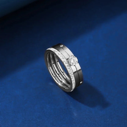 Elegant Minimalist Solid Color Stainless Steel Plating Inlay Zircon 18k Gold Plated Rose Gold Plated White Gold Plated Rings