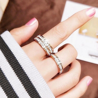 1 Piece Minimalist Circle Stainless Steel Rhinestones Rings