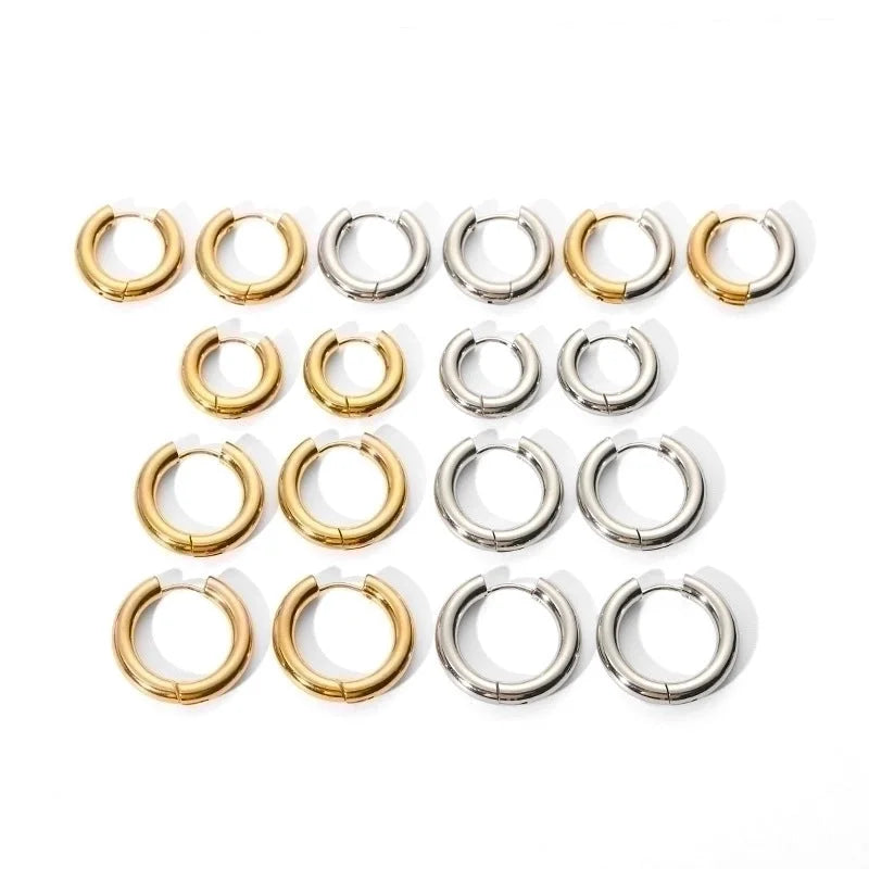 1 Pair Minimalist Round Plating 201 Stainless Steel 18K Gold Plated Hoop Earrings