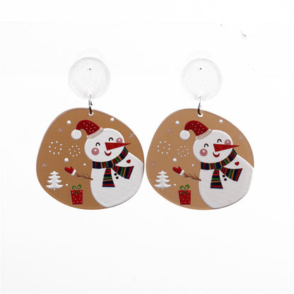 Christmas Earrings Christmas Old Man Bell Snowman Earrings Studs
