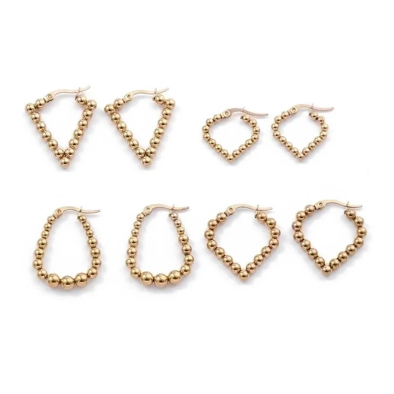 1 Pair Elegant Sweet Commute Heart Shape Plating Stainless Steel 18K Gold Plated Earrings