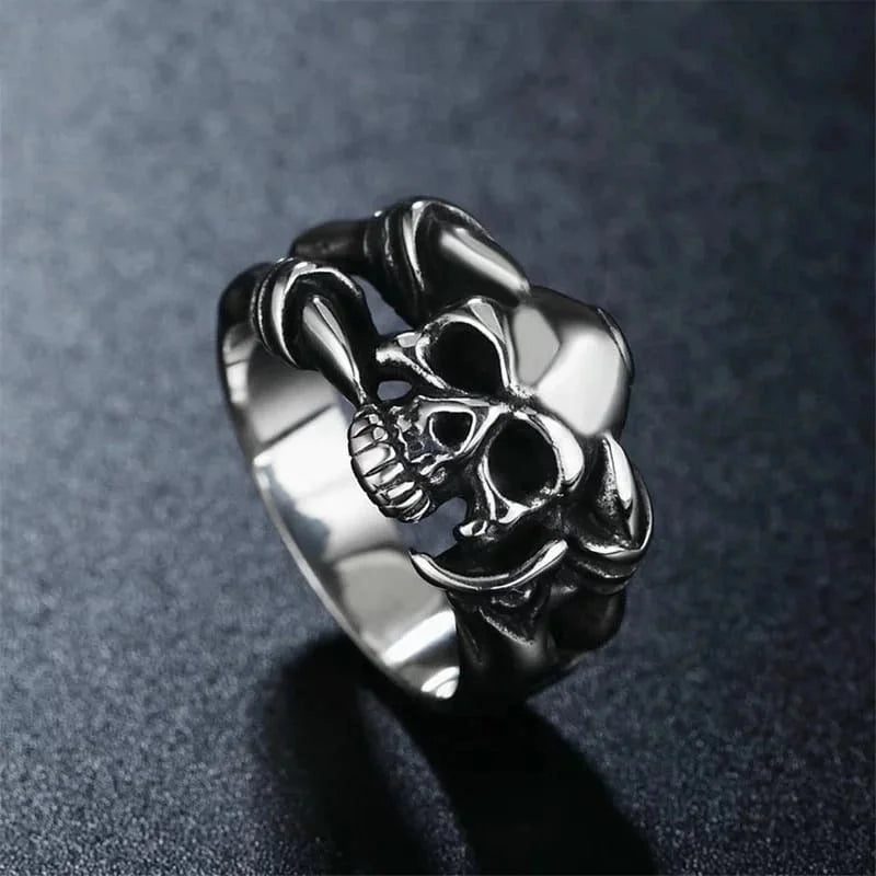 Retro Cool Style Snake Skull Alloy Plating Open Ring