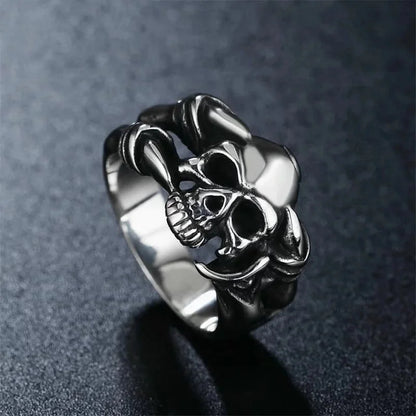 Retro Cool Style Snake Skull Alloy Plating Open Ring