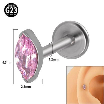 2 Pieces Lip Rings Classic Style Colorful Water Droplets G23 Titanium Synthetic Opal Zircon Inlay Synthetic Opal Zircon