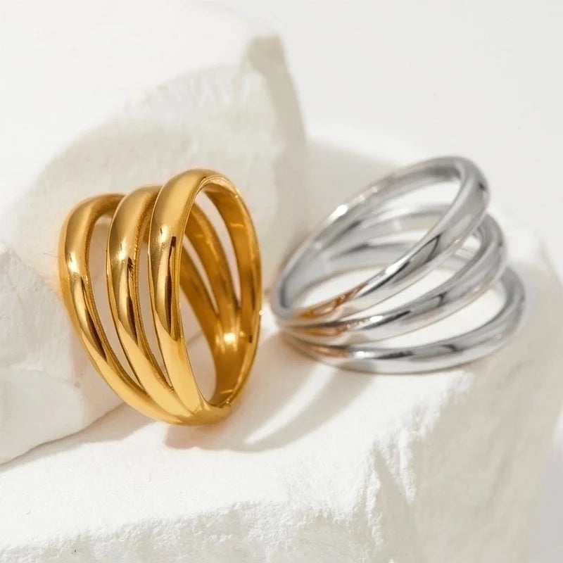 304 Stainless Steel 16K Gold Plated White Gold Plated Gold Plated Minimalist Plating Solid Color Rings